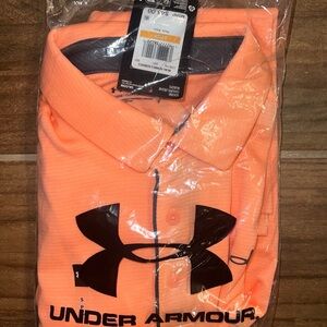 Under Armour Neon Coral/Black Logo Polo